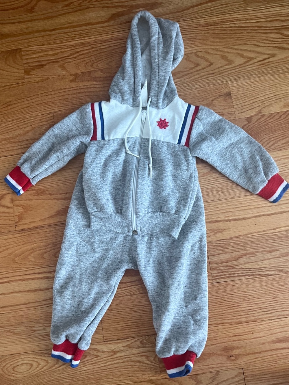 Vintage Kids Grey Hooded Nautical Fleece Sweat Set